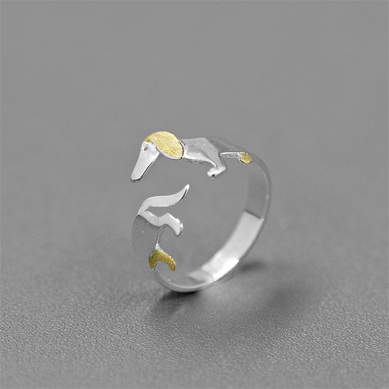 خاتم كلب داشهند فضة استرلينية S925 مجوهرات عصرية