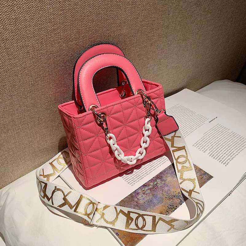 Fashion Western-style Portable Small Square Bag Texture Messenger Bag - Pink