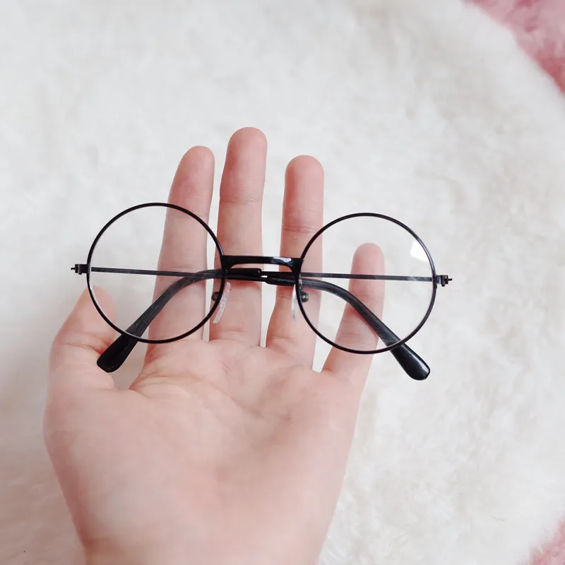 Pet Sunglasses Decorative Sunglasses Round Master Glasses - Black Frame White Film