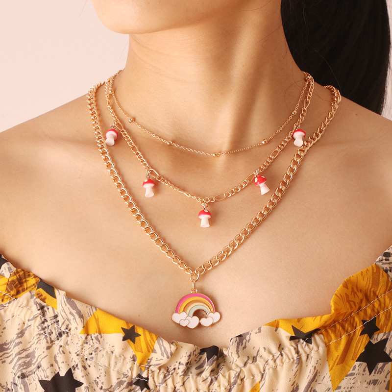 Necklace Mushroom Rainbow Pendant Female All-match Jewelry