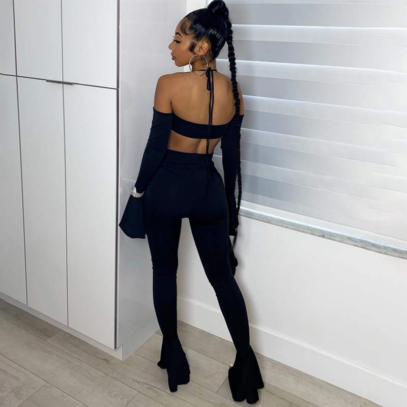 Flow Line Long Sleeve Top Slim Casual Pants Suit Women