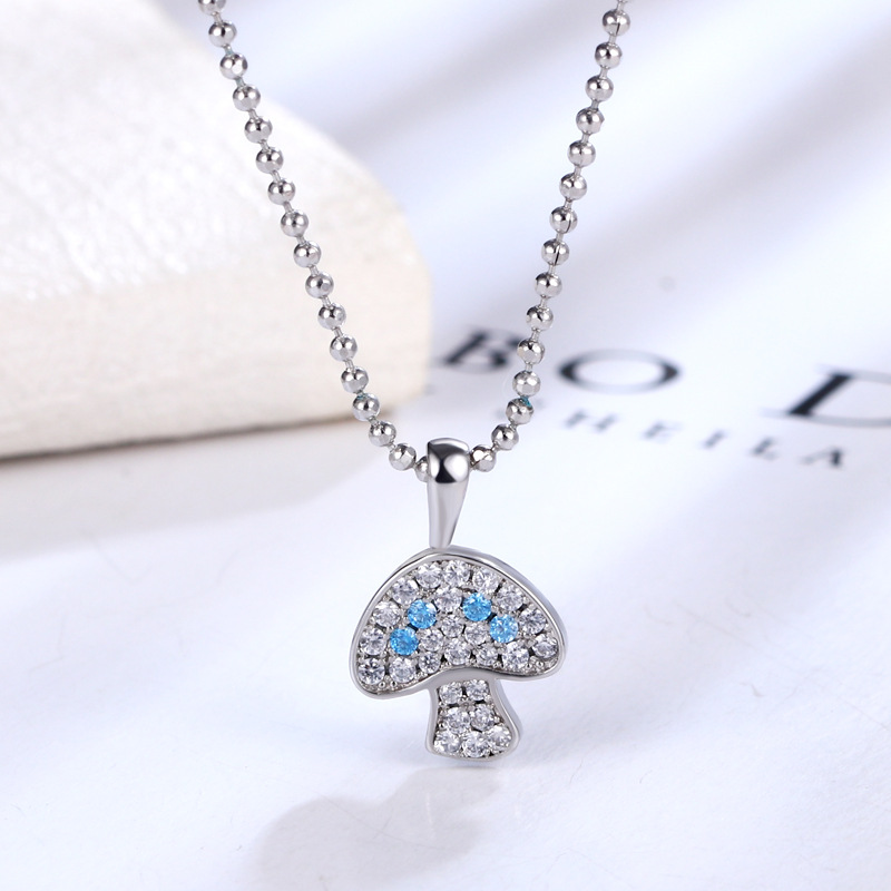 Fashion Personality Mushroom Micro-inlaid Zircon Girls Simple Short Clavicle Necklace Necklace Women