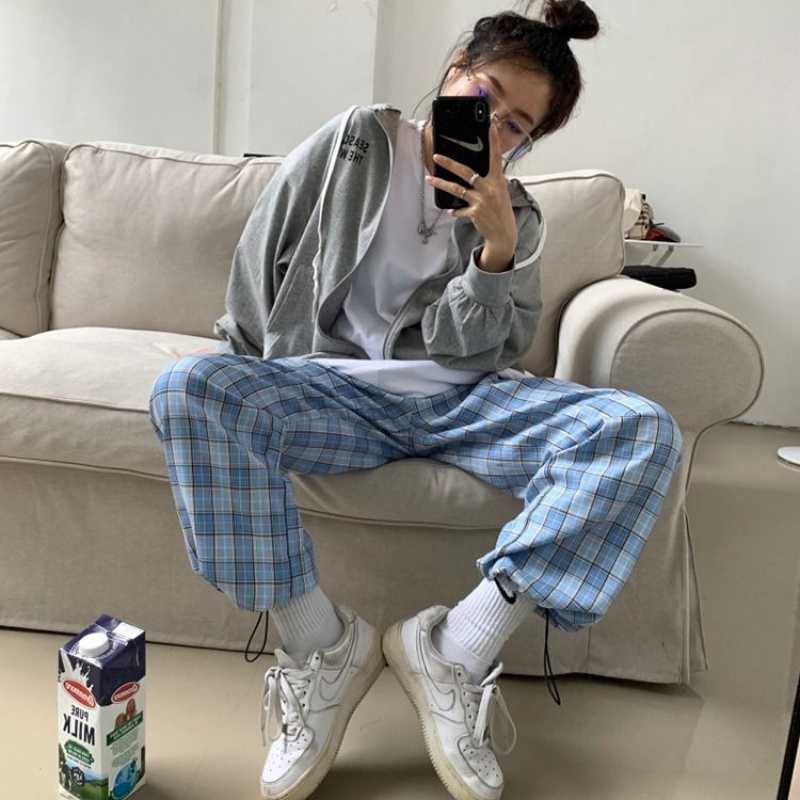 Title 4, Plaid Drawstring Pants New Plaid High Waist Cas...