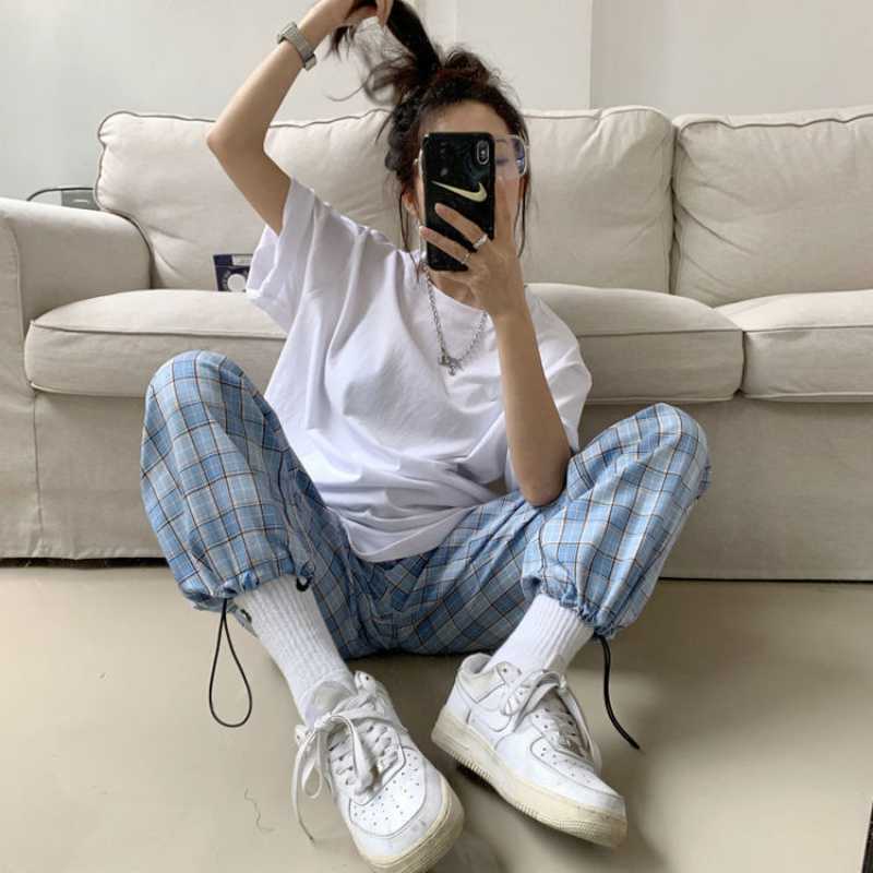 Title 6, Plaid Drawstring Pants New Plaid High Waist Cas...