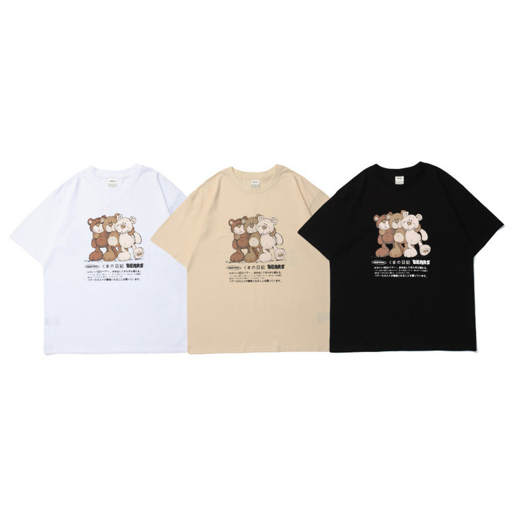 Student Bear Print Short-sleeved Cotton