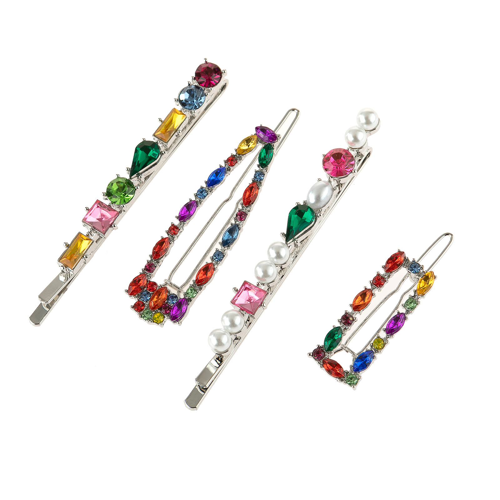 Alloy Diamond Hair Clip 4-piece Set Women's Straight Clip Pearl Hair Clip — foto 3