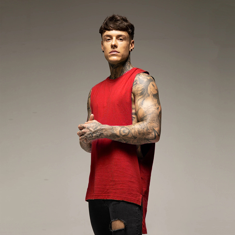 Summer Big Split Loose Type Sports Fitness Vest Men