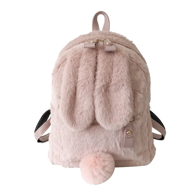 Backpack Plush Bunny Ears Backpack Super Cute Soft Girl Harajuku Student Schoolbag Female Pink - Shop at LoveMi