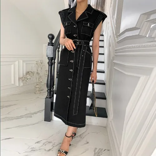 Sleeveless Long Skirt Female Forest Shirt Dress Black - Shop at LoveMi