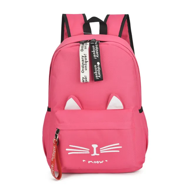 Spring New Cartoon Backpack Rucksack Female Cute Cat Ears Student School Bag Rose - Shop at LoveMi