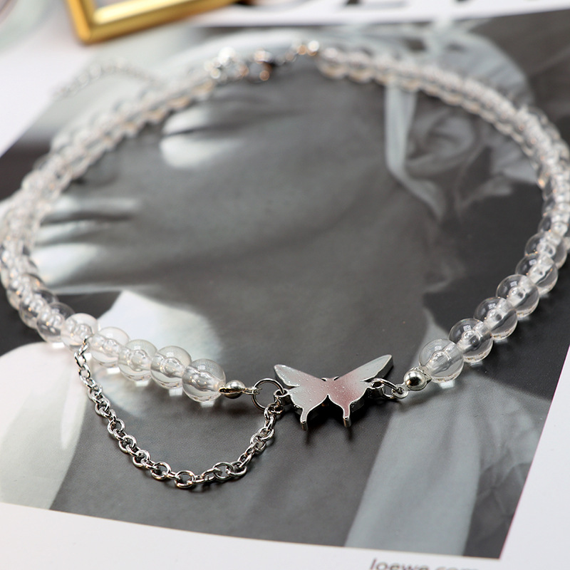 Round Bead Punk Style Choker Clavicle Chain Simple Asymmetric Necklace