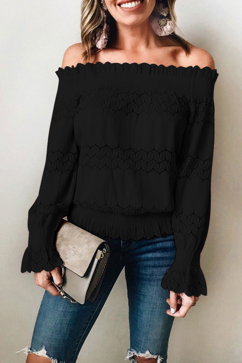 Lace One Shoulder Long Sleeve Top