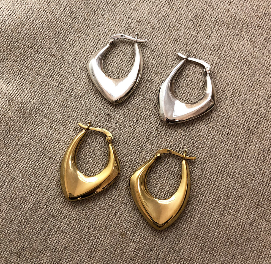 High-Preservation 925 Silver Electroplated Real Gold Ins Geometric Cold Wind Ear Buckle