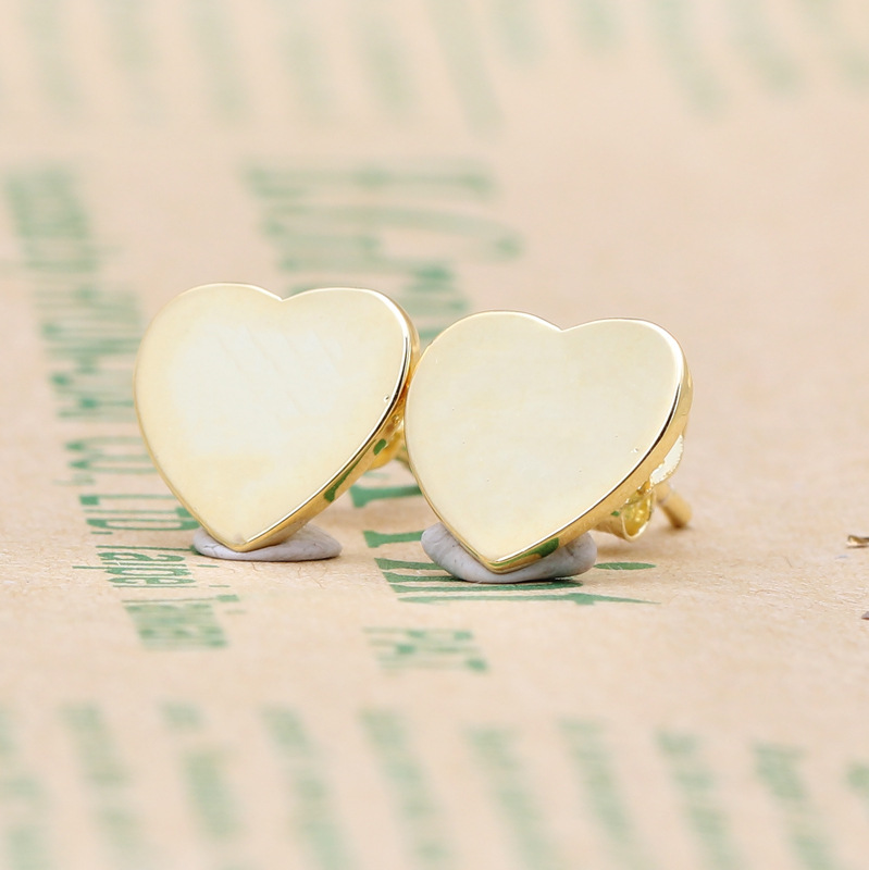Sterling Silver Heart-shaped Stud Earrings Simple And Versatile Mini Heart-shaped Stud Earrings For Women