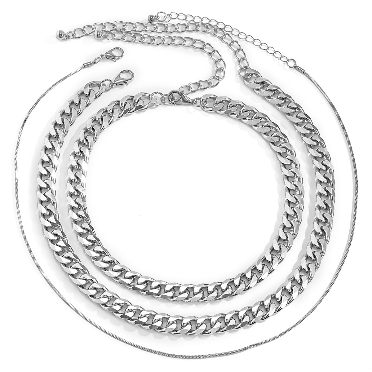 Hip-hop Retro Geometric Multi-layer Necklace Simple Ins Snake Bone Chain Thin Chain Necklace
