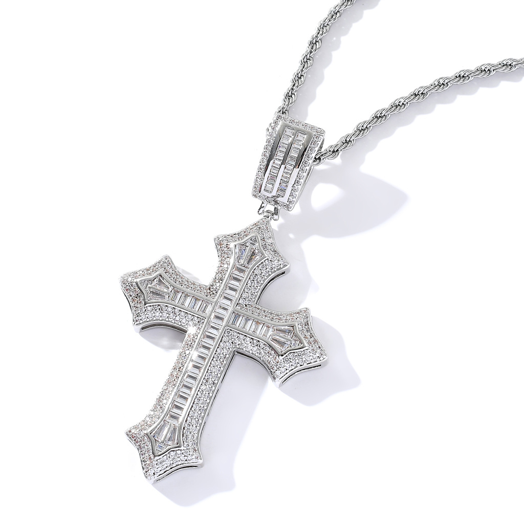 Fashion Flower Cross Pendant Necklace