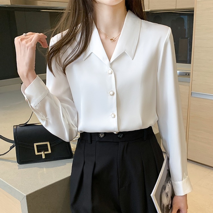 Women's Long-sleeved Satin Shirt Draped And Thin Women