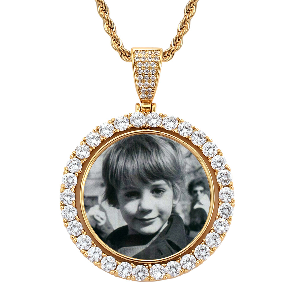 Round Rotatable Double-sided Photo Frame Pendant