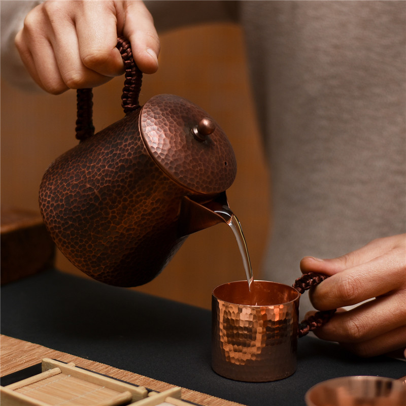 Handmade small copper teapot pure copper teapot making