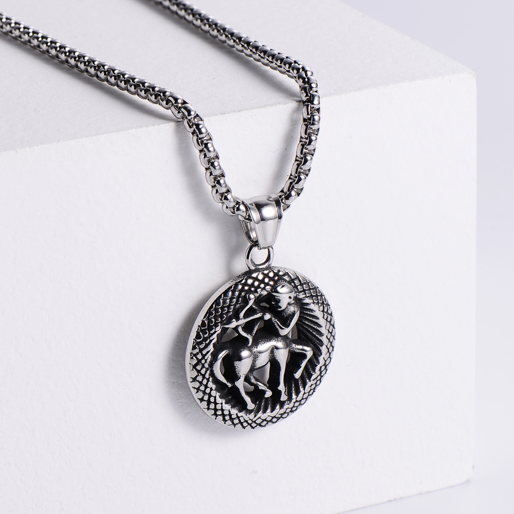 Stainless Steel 12 Constellation Pendant Necklace Aries