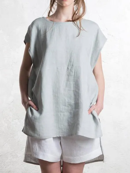 Women's Top Short Front And Back Long Bat Short Sleeved Cotton T Shirt Light Blue - Shop at LoveMi