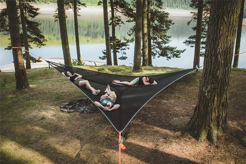 Hamac de camping triangulaire multi-personnes en fibre de carbone 4