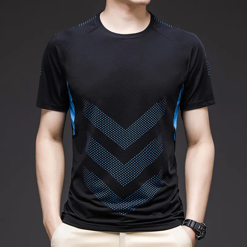 Ice Silk Short Sleeve Summer Running Men's Elastic Quick