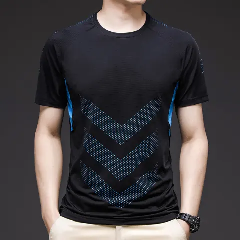 Ice Silk Short Sleeve Summer Running Men's Elastic Quick