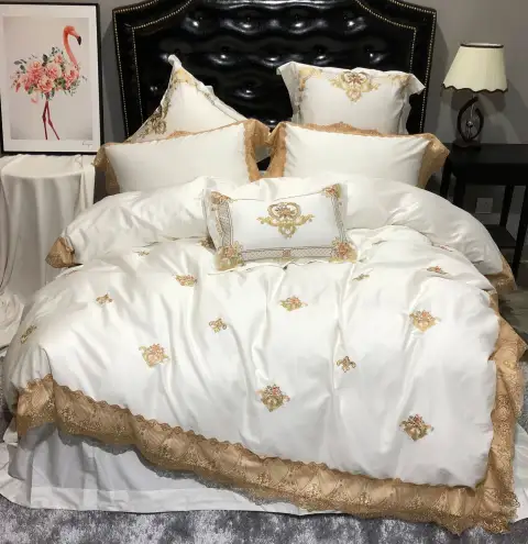 European-style White 60 Satin Long-staple Cotton Four-piece Set
