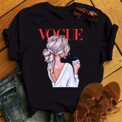 Ladies Summer Fashion Casual Cute Cartoon Print Short Sleeve - 5.Style - View 1
