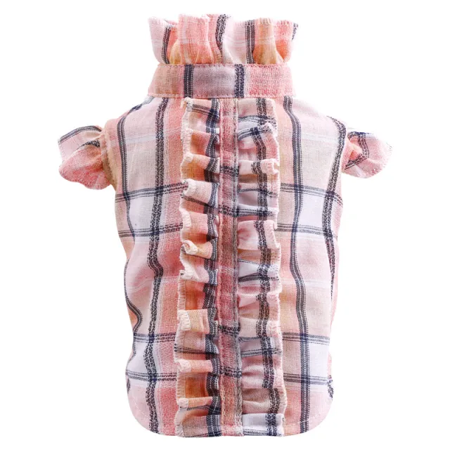 Summer Thin Pet Clothes Cat Clothes Wood Ear Check Shirt Pink - Shop at LoveMi