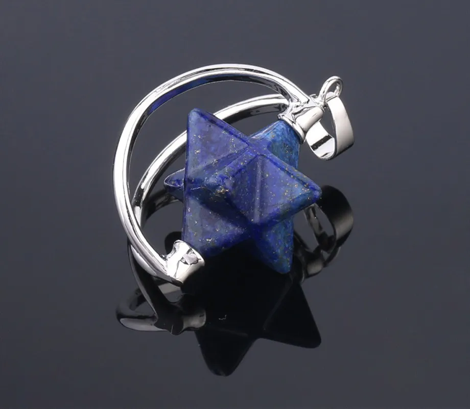 Merkaba Six Pointed Star Pendant - Lapis Lazuli