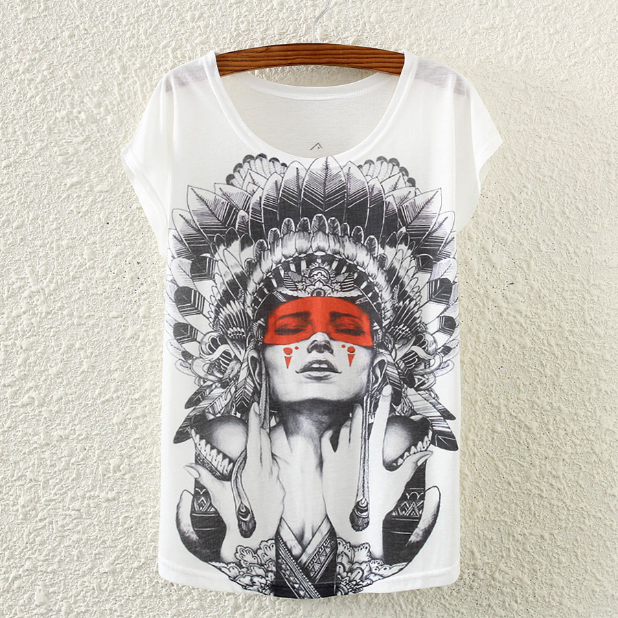 Title 8, Owl Print Bat Short-sleeved T-shirt With Necklace