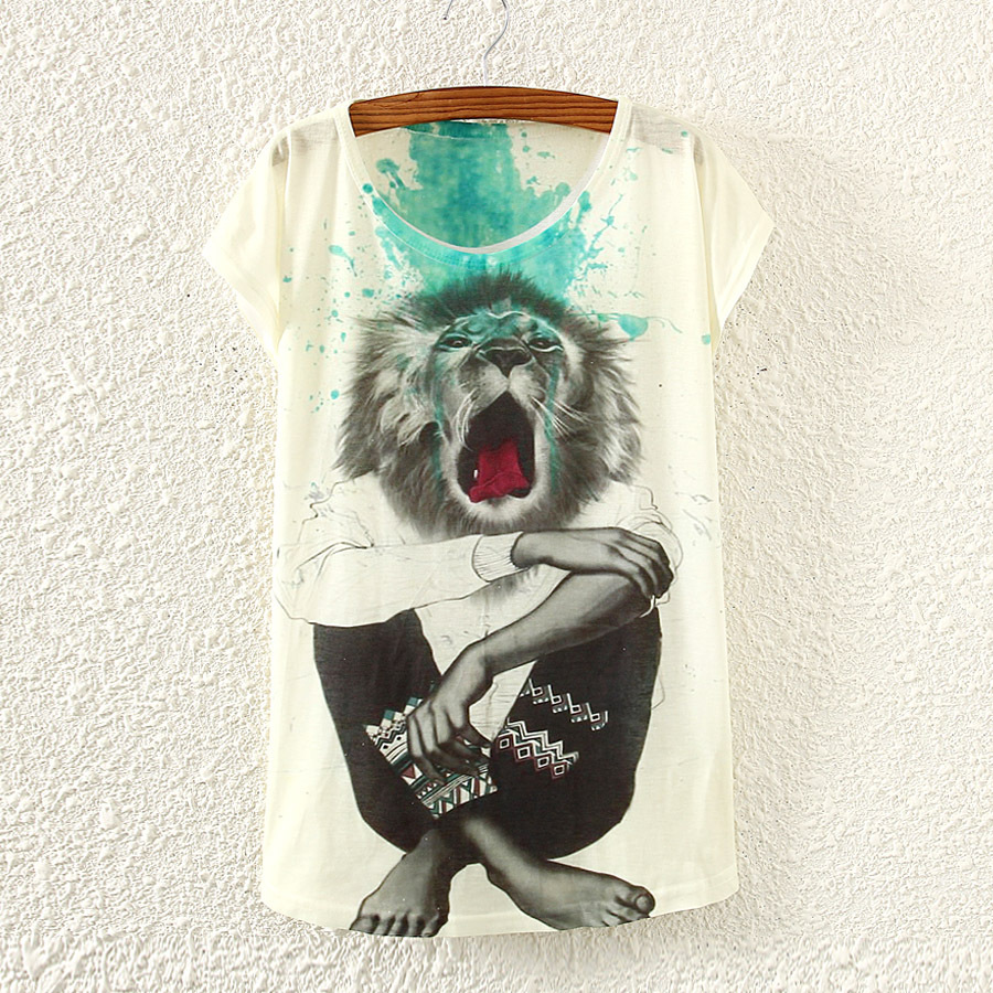 Title 6, Owl Print Bat Short-sleeved T-shirt With Necklace