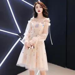 Banquet Evening Dress Skirt New Suspender Chair Short Paragraph - Champagne - View 1