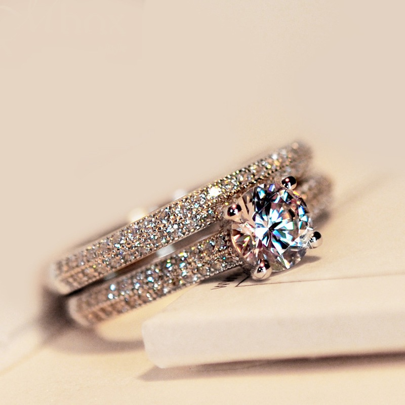 Micro-set Set Ring Simulation Zircon Engagement Ring Fashion Engagement Banquet Ring