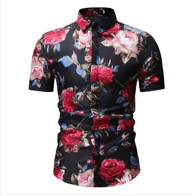 Men's Casual Short-sleeved Floral Shirt