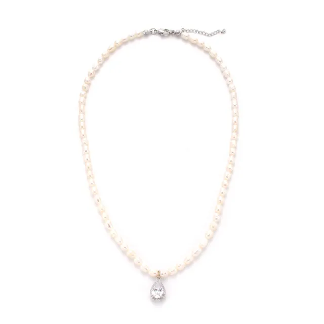 Vintage Freshwater Pearl Necklace Female Starfish Drop Square Zircon Pendant Water Drop - Shop at LoveMi