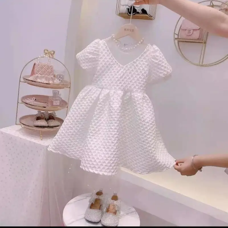 Summer Girl Dress Korean Version Of The New Children'S Princess Dress Western-Style Birthday Dress Short-Sleeved Skirt