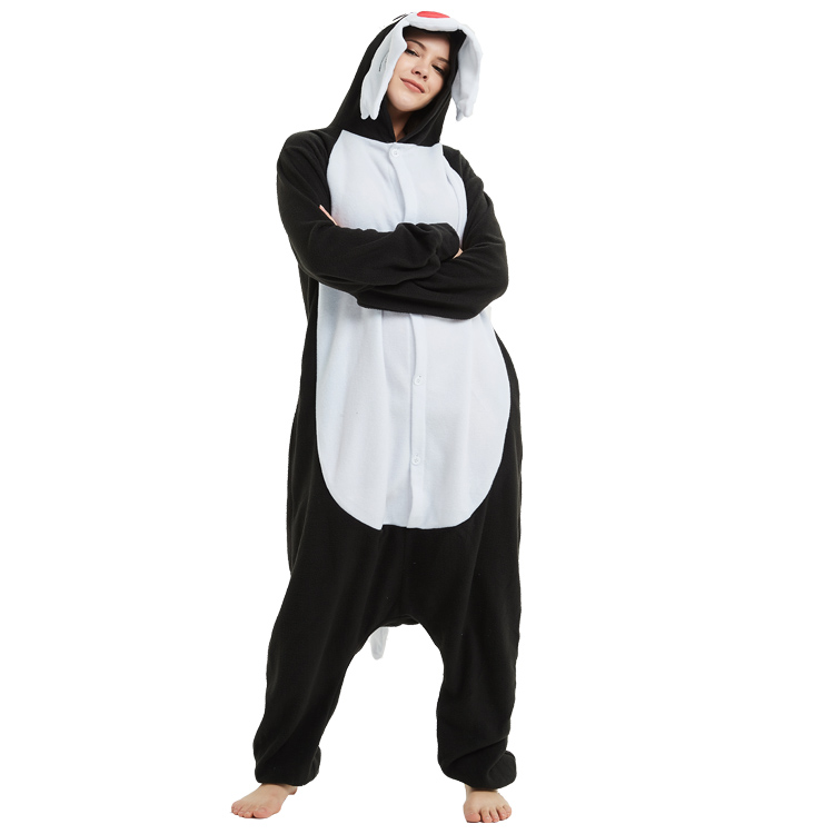 New Autumn And Winter Hooded Fleece Male And Female Couples Cute Black Wolf Animal Cartoon