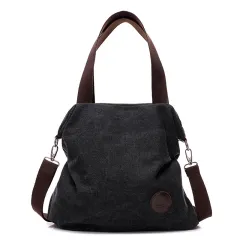 Ladies Handbag Canvas Bag - Black - View 1