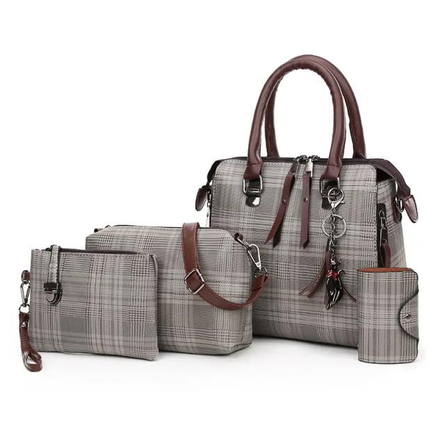 Women's Mother Bag Four piece Handbag Grey - Shop at LoveMi