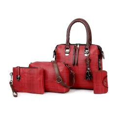Women's Mother Bag Four-piece Handbag - Red - View 1