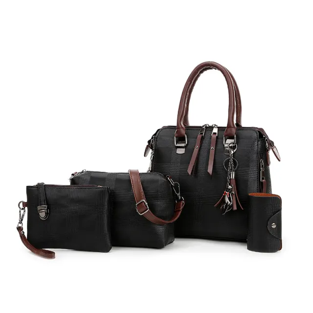 Women's Mother Bag Four piece Handbag Black - Shop at LoveMi