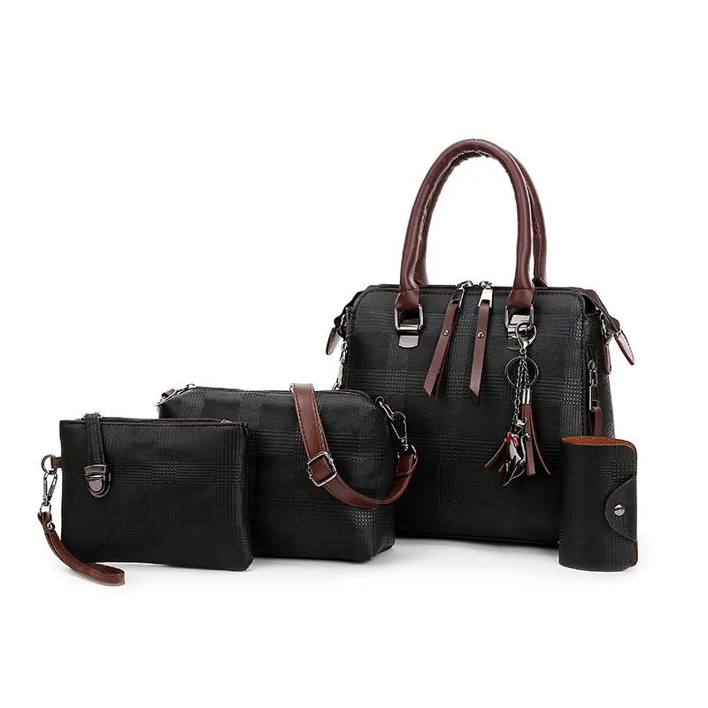Women's Mother Bag Four-piece Handbag - Black