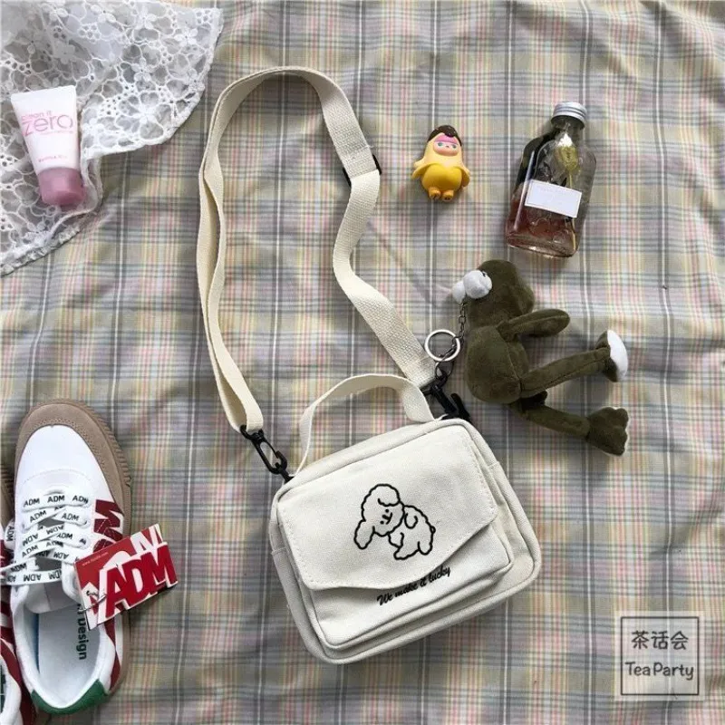Soft Cute Dog Canvas Small Bag Korean Style Small Girl Messenger Bag - I