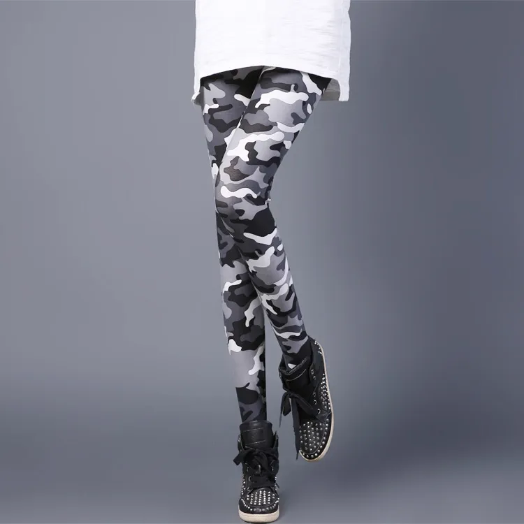 Camouflage printed Leggings - White Grey