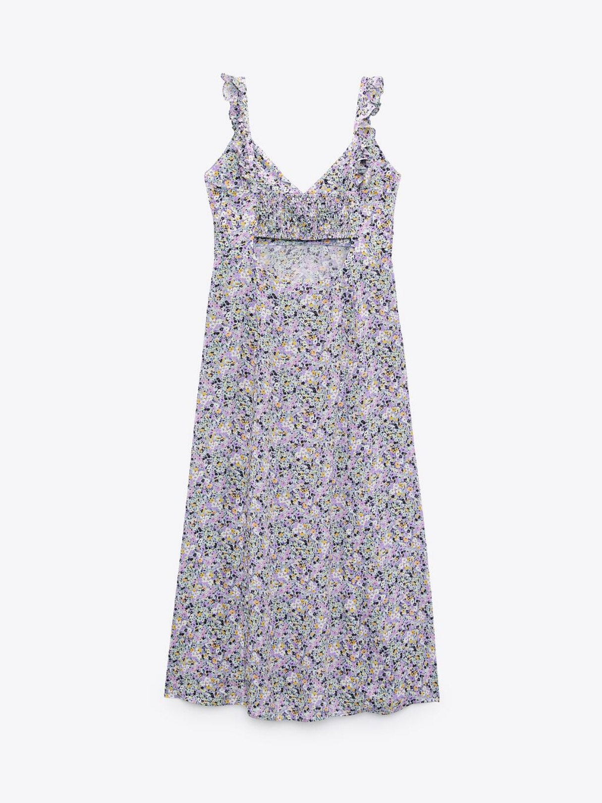 Summer New Style Flower Print Back Opening Design Suspender Dress