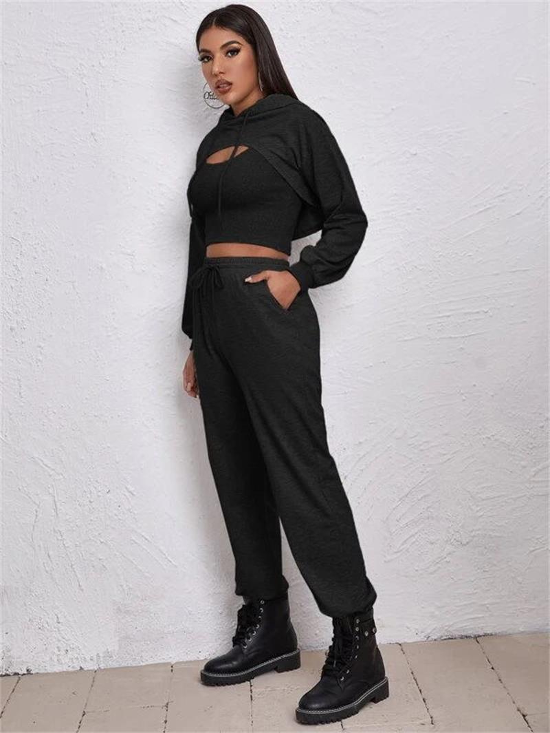 European And American Sports Hooded Sweater Three-piece Street Sports