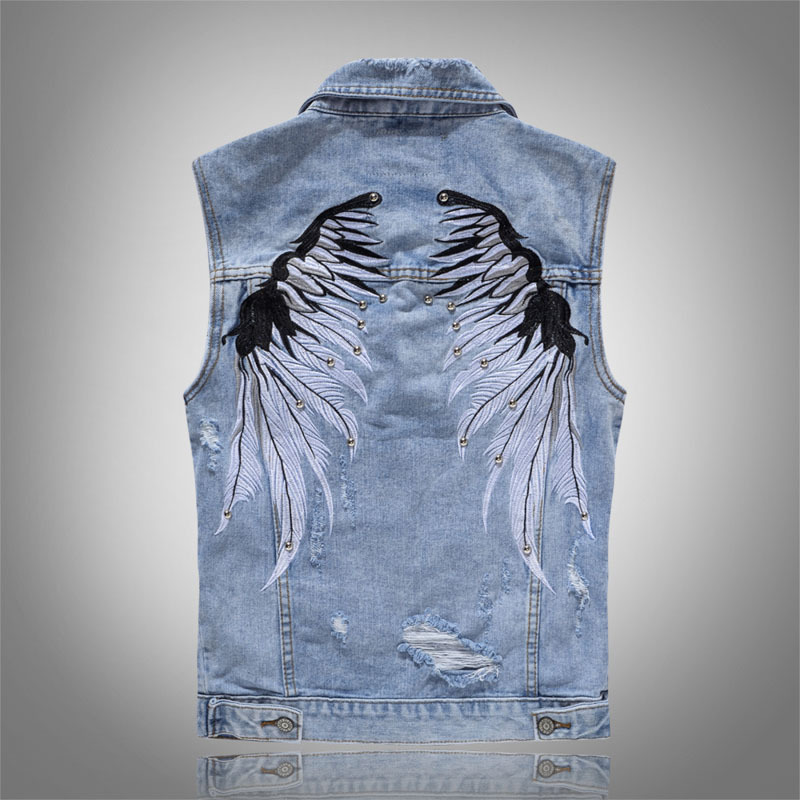 Title 3, Clip Sleeveless Wings Embroidered Rivet Casual ...